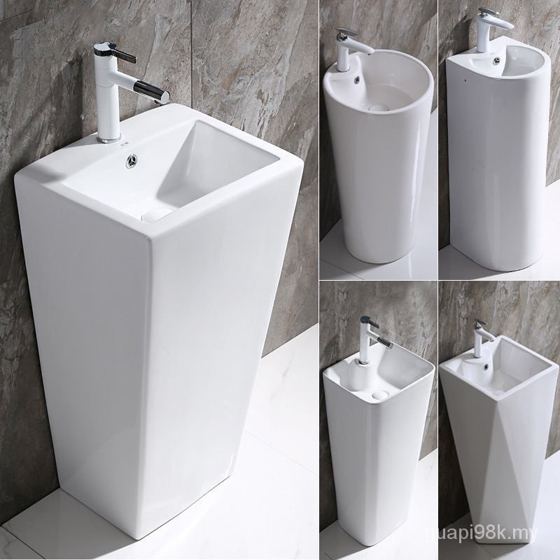 Column Basin Integrated Ceramic Wash Basin Floorstanding Wash Basin