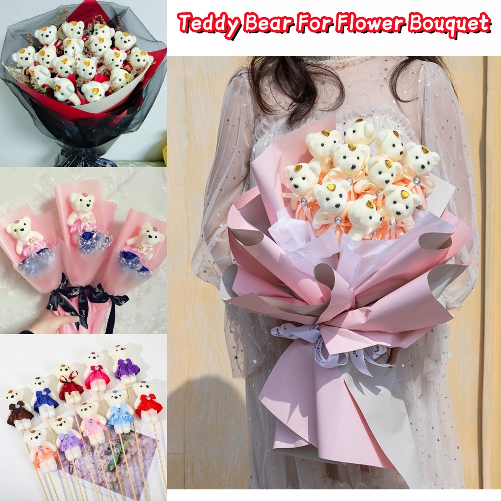 10Pcs Small Teddy Bear Birthday Flower Bouquet Bear Couple Bear Wedding ...