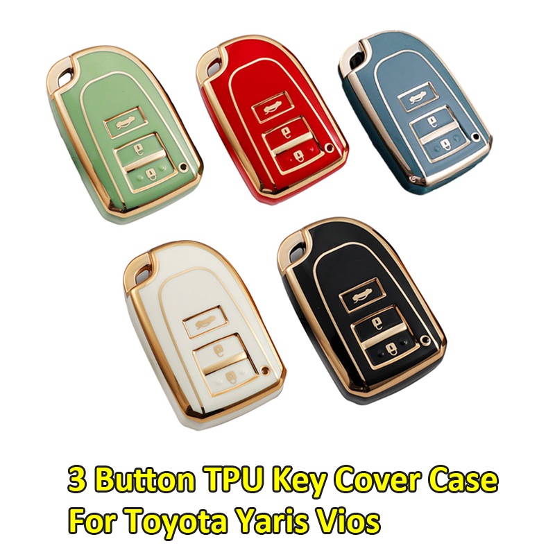 Toyota Yaris Vios 2014-2022 Gold TPU Car Key Cover Case 3 Button Car ...