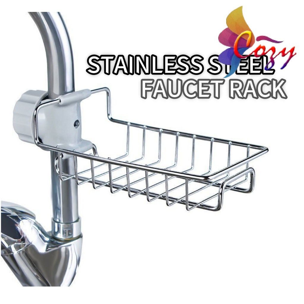 Stainless Steel Faucet Storage Rack Adjustable Sink Dishwasher Water ...