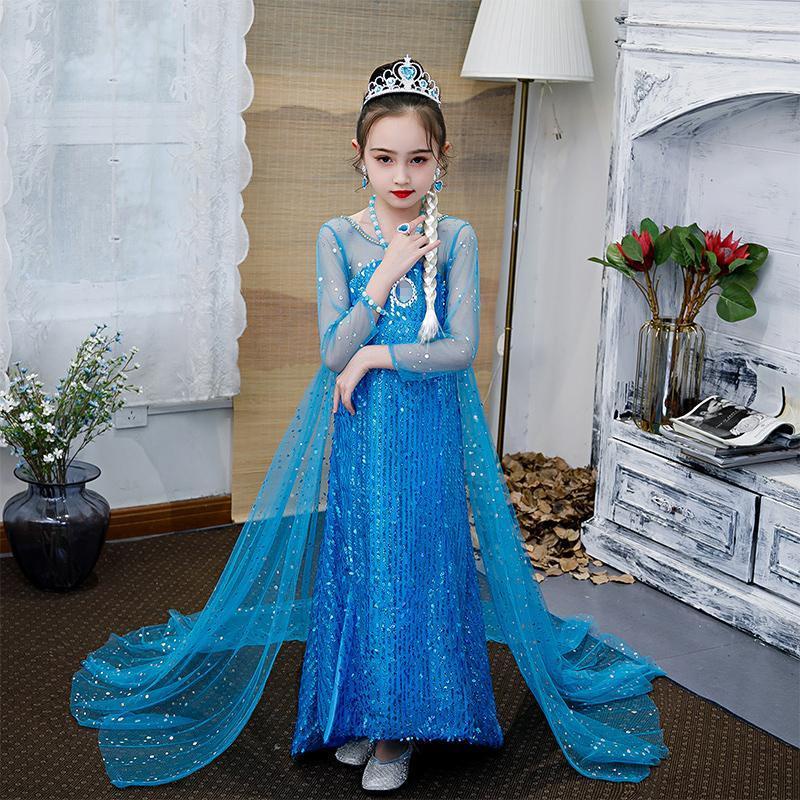 Elsa Princess Dress Girls Children Summer Frozen Elsa Dress New Style Elsa Spring Autumn Halloween Shopee Malaysia