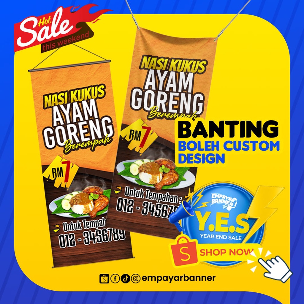 Bunting/ Banting Custom Edit gerai / produk / perkhidmatan anda High ...
