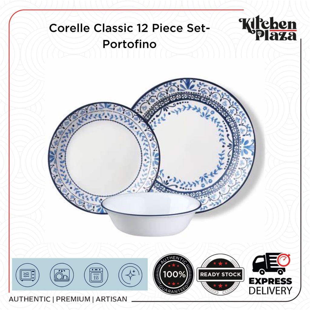 Corelle 12 Piece Set Portofino Dinnerware Set Shopee Malaysia
