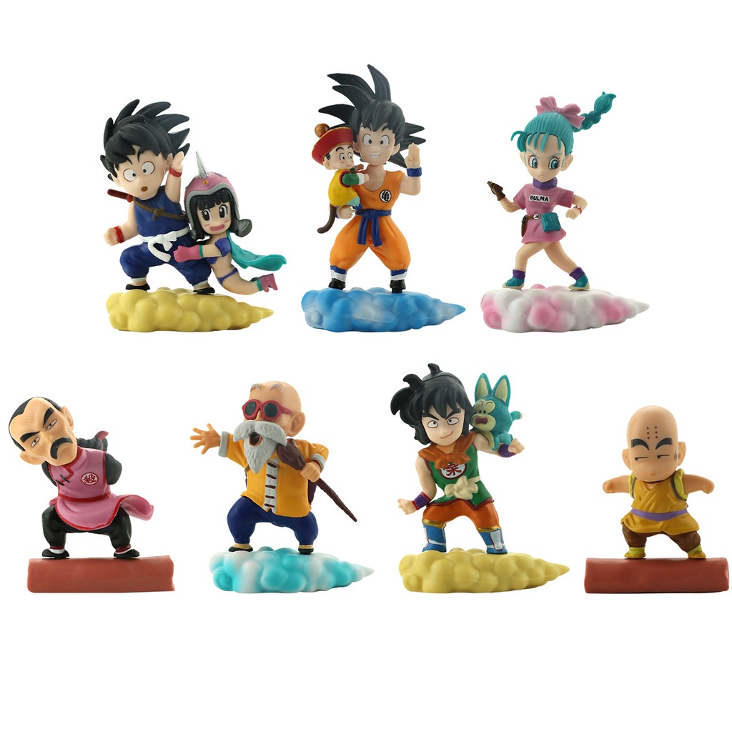 7Pcs/Set Dragon Ball Figures On Somersault Rosy Clouds Son Goku Master