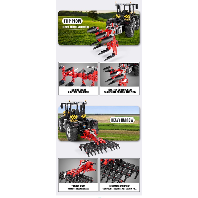 Mould King 17019 Technic 4 in 1 Tractors (Loaders, Flip Plows, Heavy ...