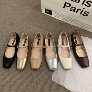 French Style Mary Jane Shoes Women Flat Vintage Square Toe Shallow