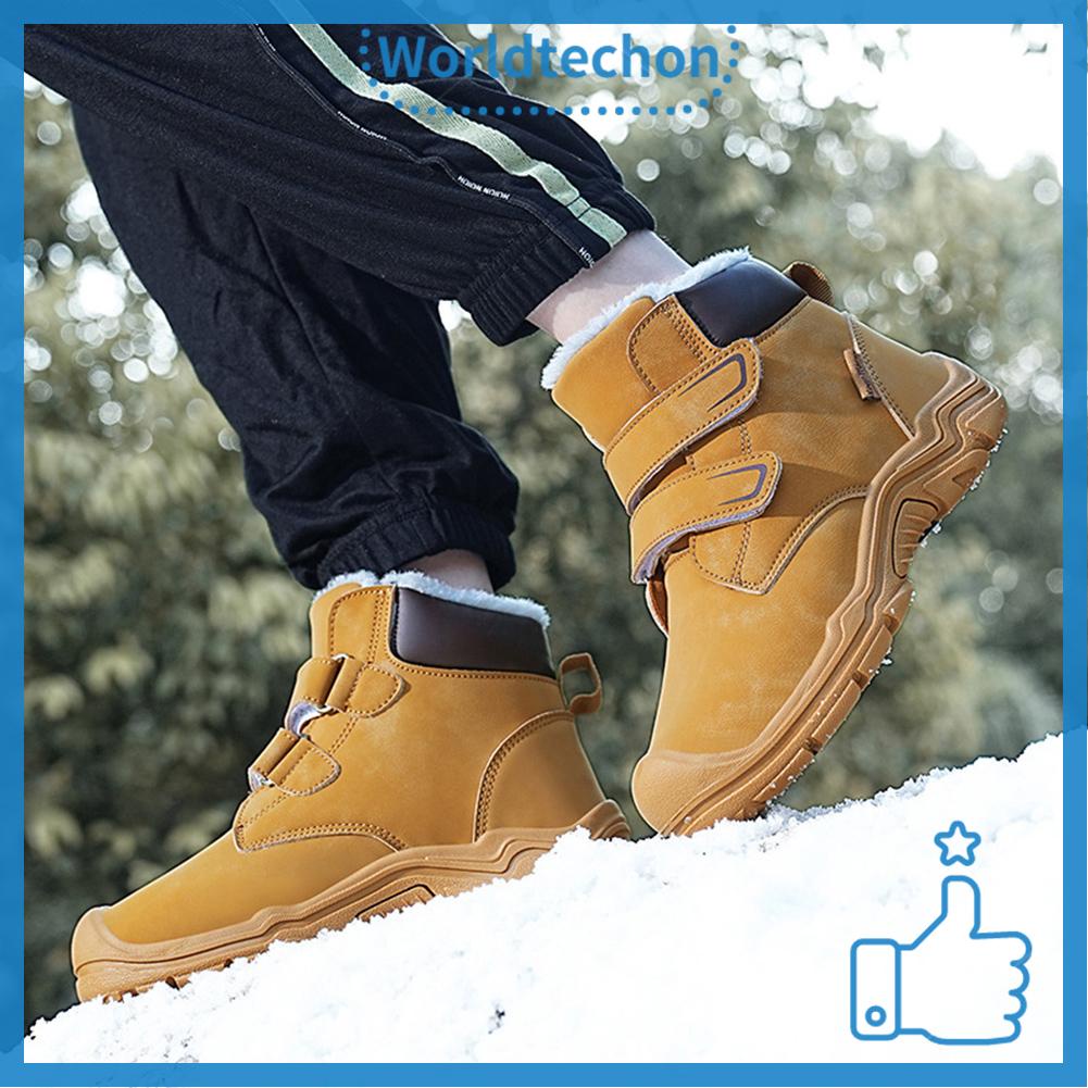 worldtechon Fur Lined Snow Boots Winter Barefoot Boots Lightweight Kids Waterproof Winter Sneakers Breathable Outdoor Hiking Boots for Winter for Boys Girls Shopee Malaysia