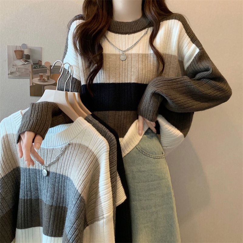 All-match Harajuku Style Striped Sweater Women main image 1