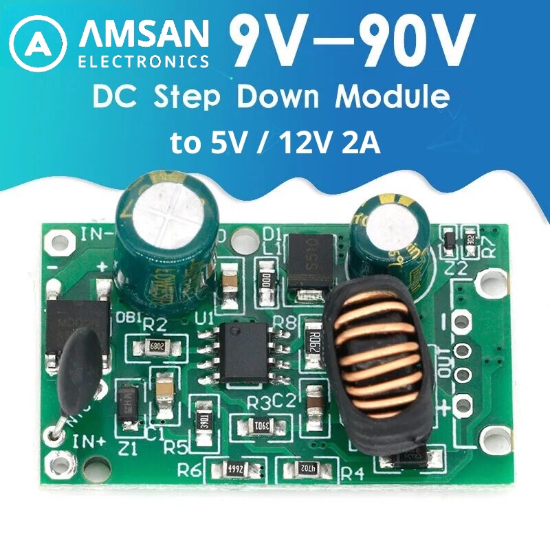 Dc 9V 12V 24V 36V 48V 72V 84V 90V to 5V 2A 12V 2A Step Down Module ...