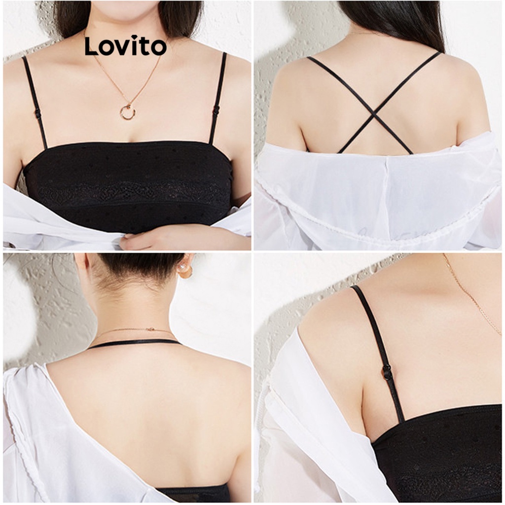 Lovito Casual Plain Criss Cross Bra Straps for Women LNA37105  (Apricot/White/Black)