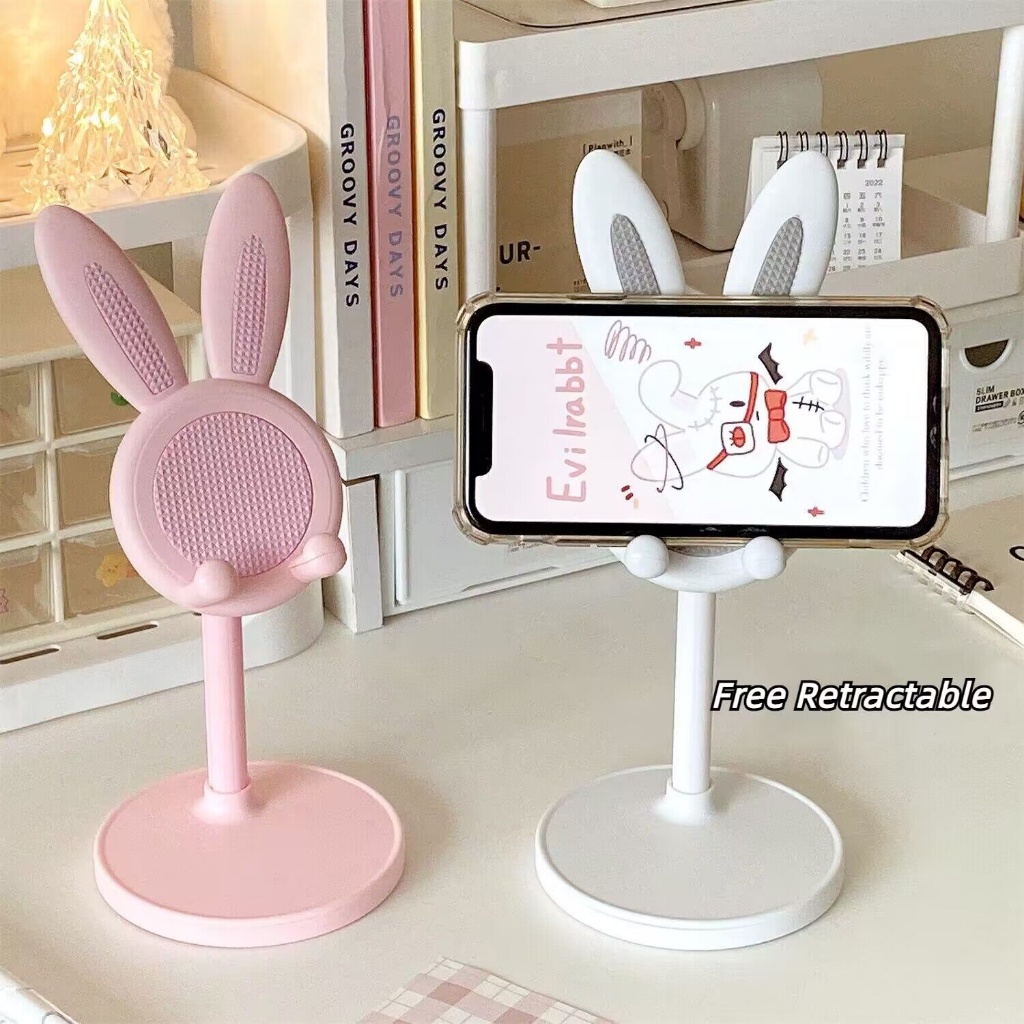 Adjustable Rabbit Liftable Phone Stand Desktop Cartoon Bunny Tablet ...