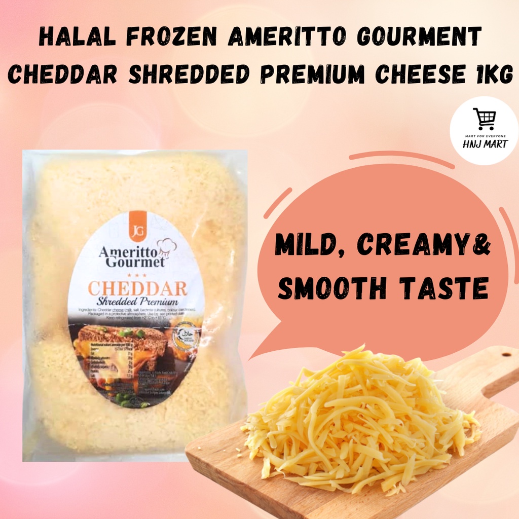 HALAL FROZEN AMERITTO CHEDDAR SHREDDED 1KG / Keju Mozzarella Cheese