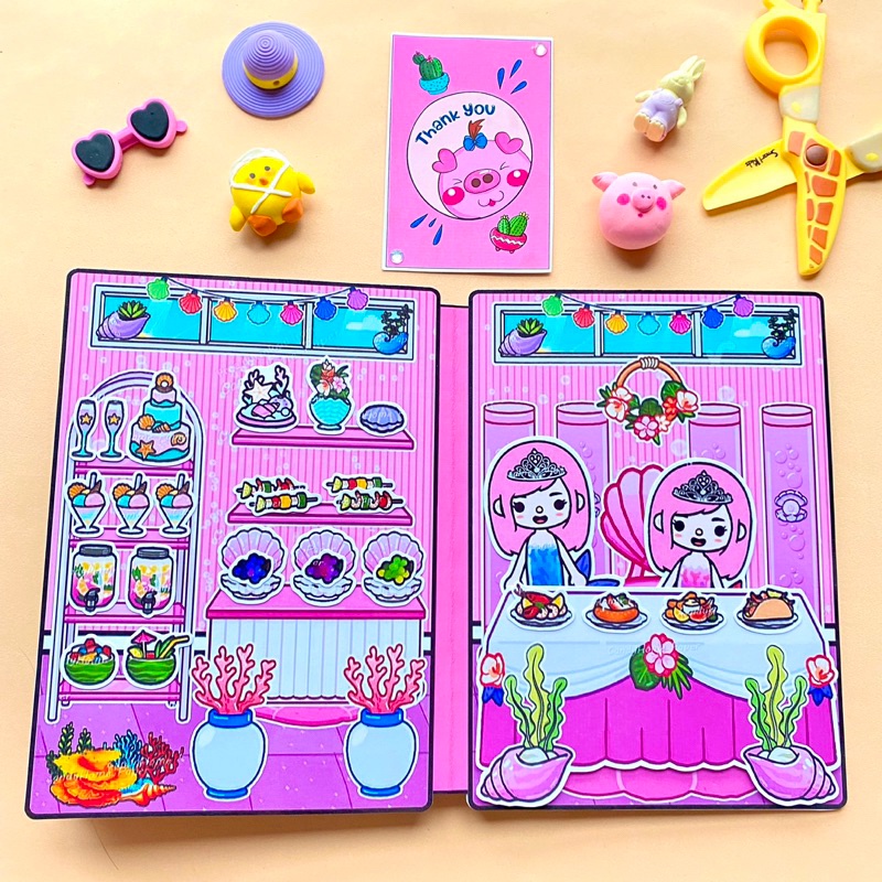 Toca Life World Quiet Book Toca Boca Pink Mermaid House Paper Book 