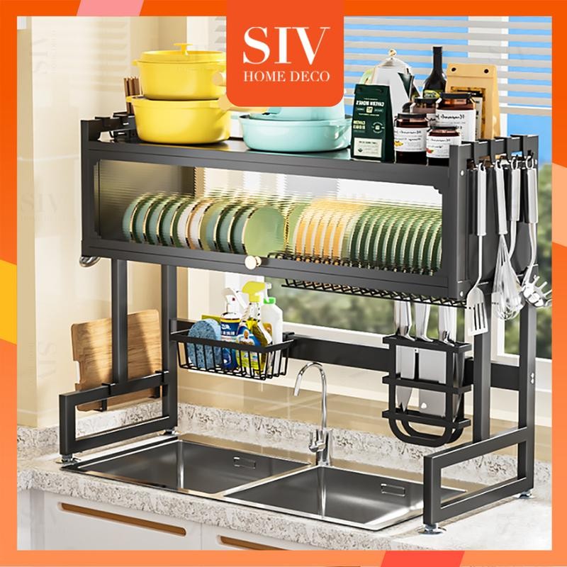 SIV HOME DECO KITCHEN Adjustable Rak Dapur Lapisan Stainless Steel Sink ...