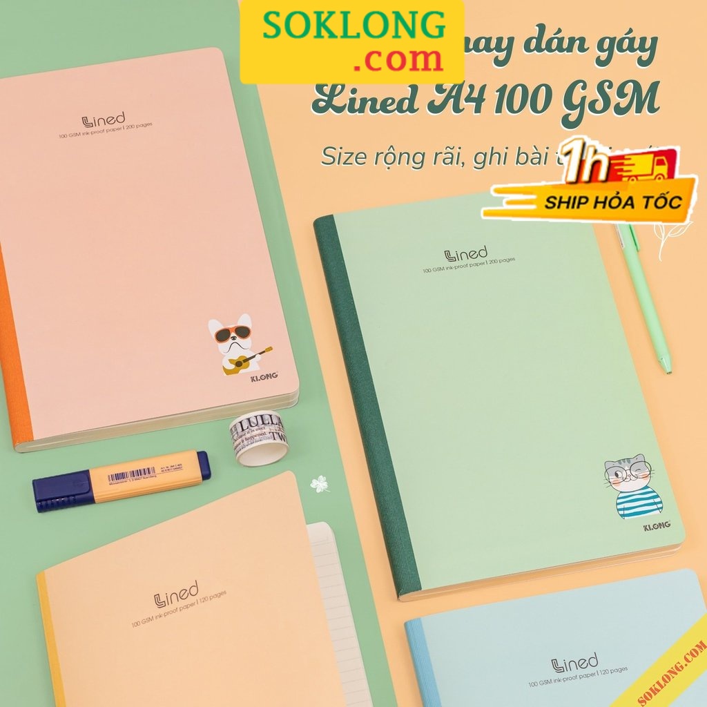 Notebook 200 Pages A4 Sewing Lined Klong MS 848 SOKLONG, cute 100gsm ...