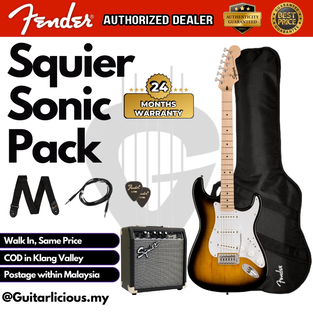 Squier by Fender Sonic SSS Stratocaster Electric Guitar Pack Gig Bag ...