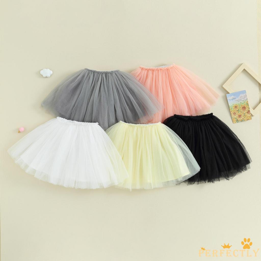 PEF-Kid Girl Tulle Mini Skirt Solid Color Elastic Waist Tutu Ballet ...