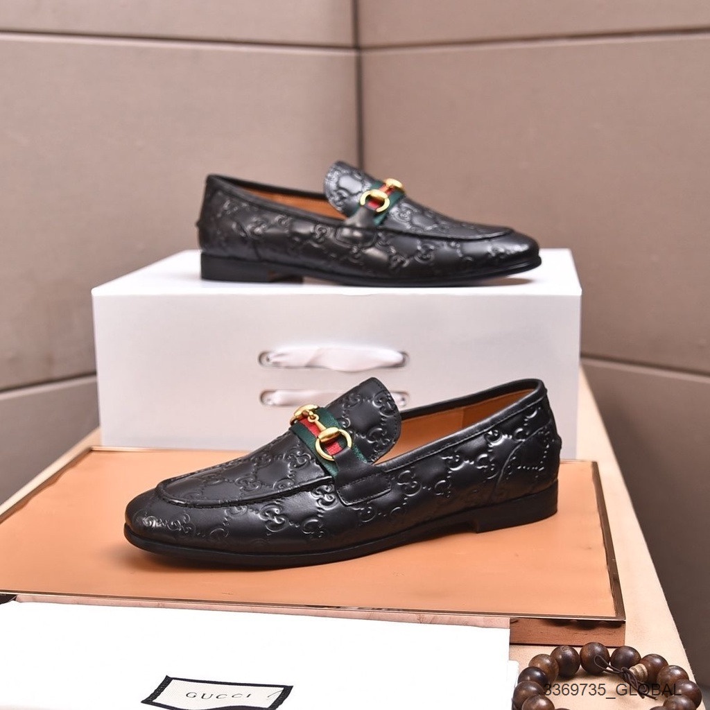 SUPER SALE Th Authentic Gucci Leather Men Shoes Waterproof Brand Kasut  lelaki Busess Men's Shoes