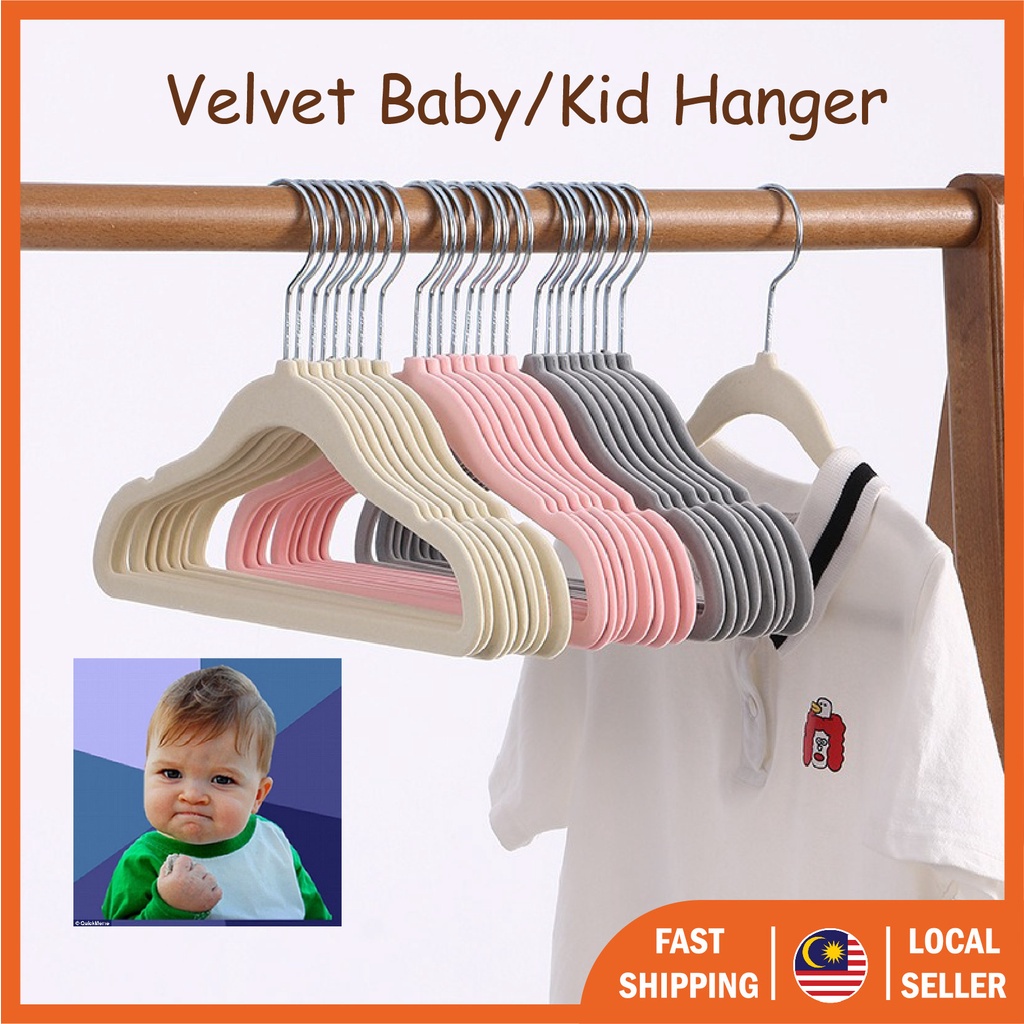 Velvet Baby Hanger Budak Toddler Kid Hanger Kanak Clothes Hangers Hangers with Swivel Hook