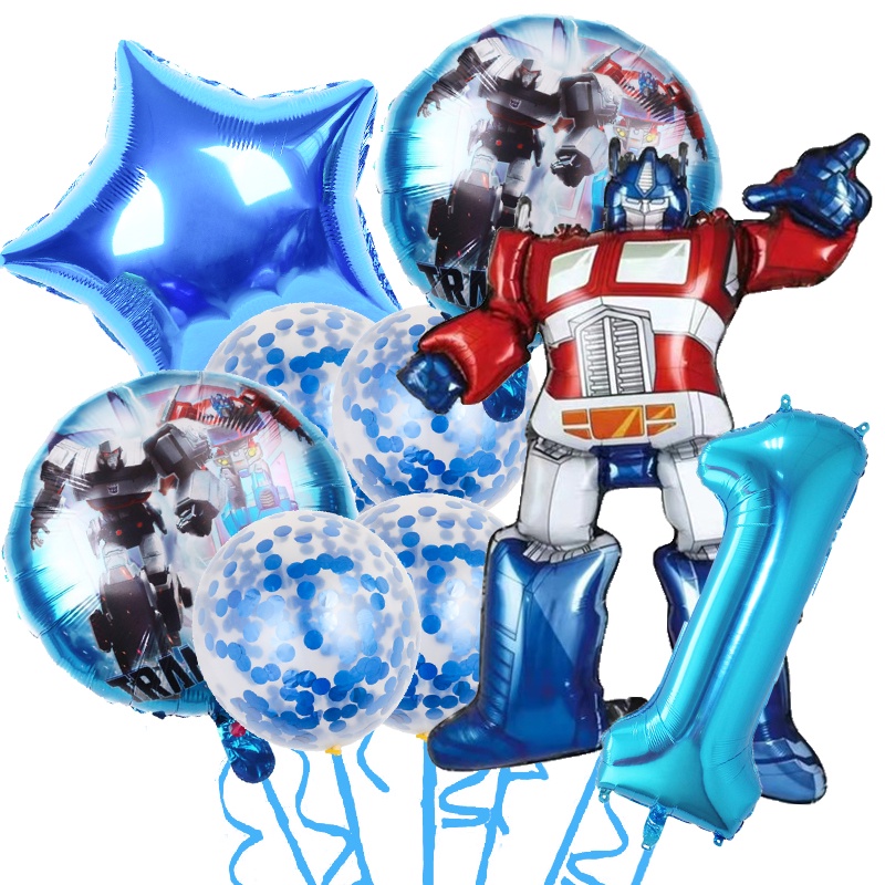 9PCS Transformers Theme Balloons Set Optimus Prime Boys Birthdaty Party