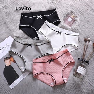 Lovito Casual Plain Mesh Panties for Women LNA23015 (White/Black)