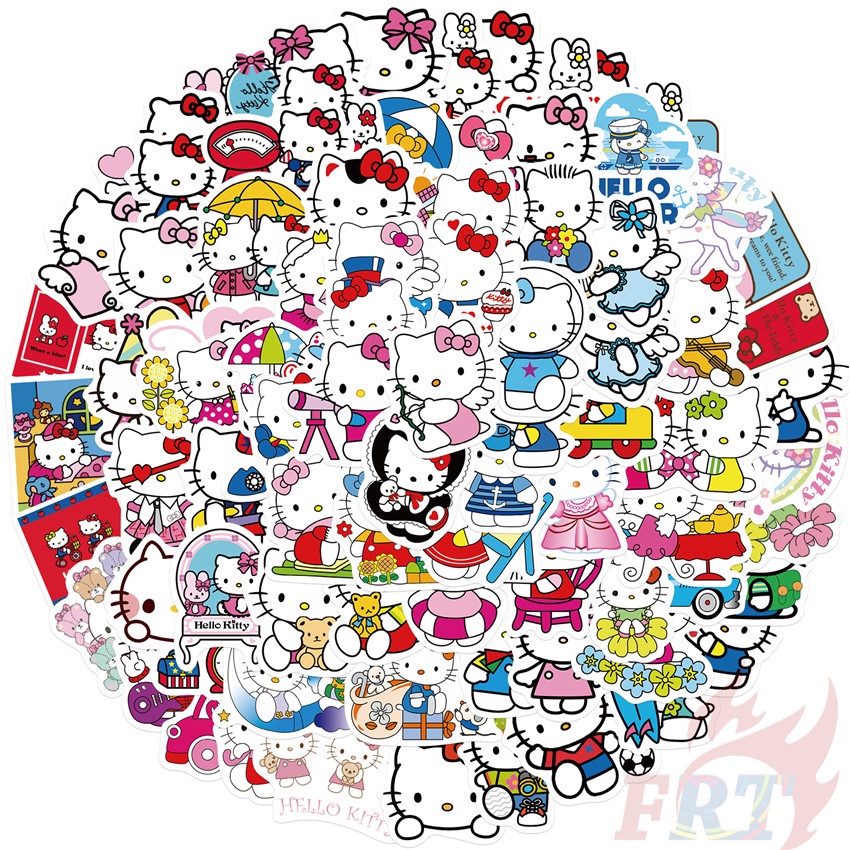 100Pcs/Set Hello Kitty Stickers DIY Waterproof Fashion Doodle Decals ...