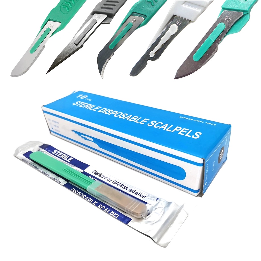 Aseptic Disposable 10 Round Head 10 Scalpels, 11 Point Scalpels For