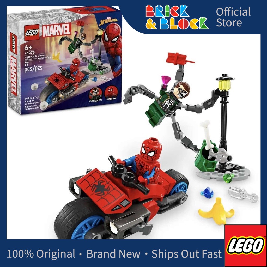 LEGO 76275 Motorcycle Chase Spider Man vs. Doc Ock LEGO Marvel Super Heroes Shopee Malaysia