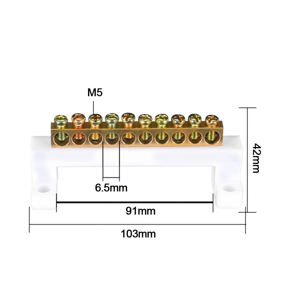 LUOLRV Grounding Terminal Block, Brass With Hole Screw Zero Row