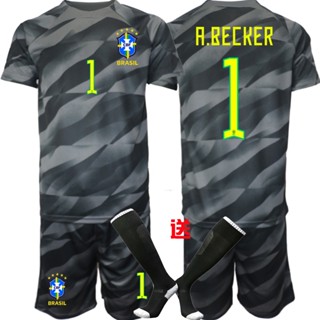 Brazil No1 Alisson Green Goalkeeper Long Sleeves Soccer Country Jersey