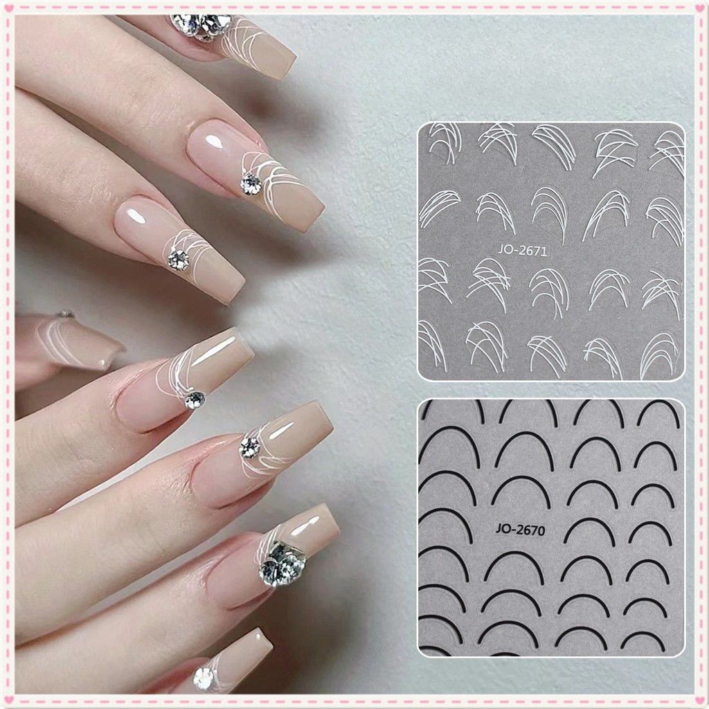 Nail Art French Sticker Crescent Smile Classic Versatile French Wire ...