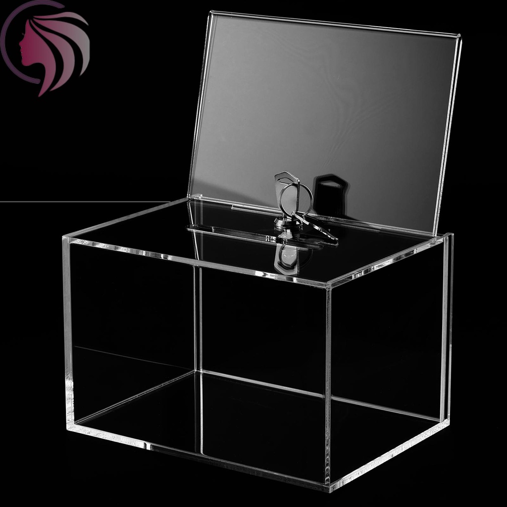 Acrylic Donation Box with Lock Clear Ballot Box with Sign Holder
