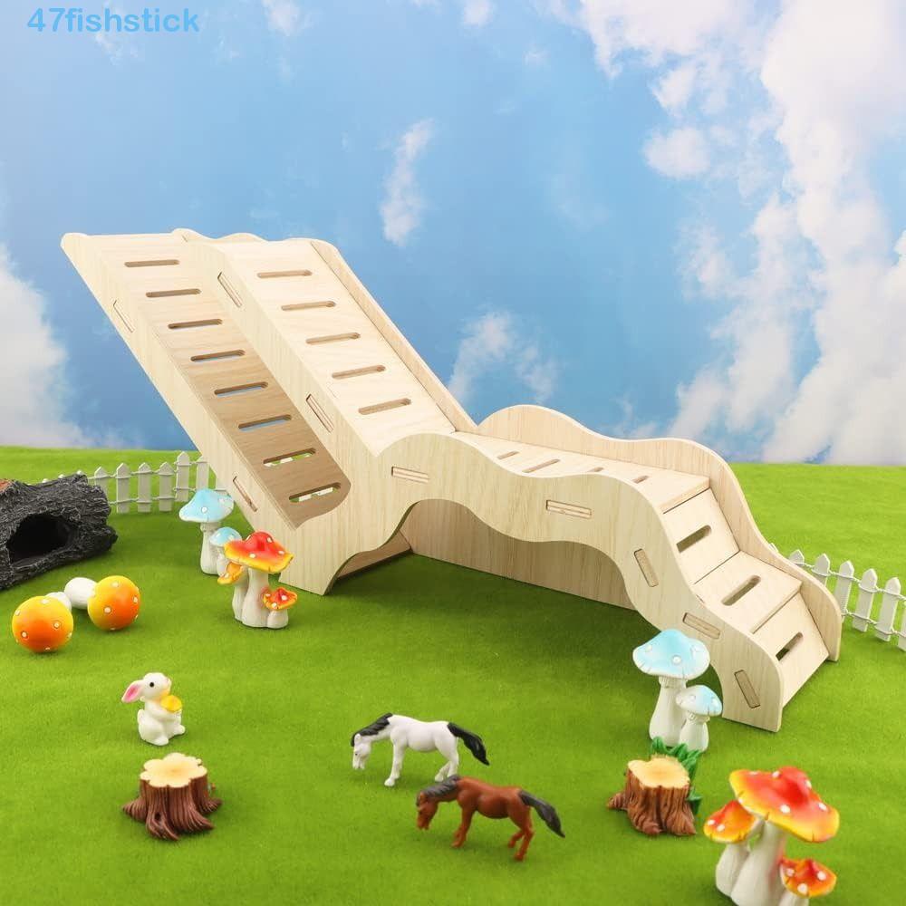 FISHSTICK Hamsters Climbing Ladder, Natural Wooden Hamster Wooden