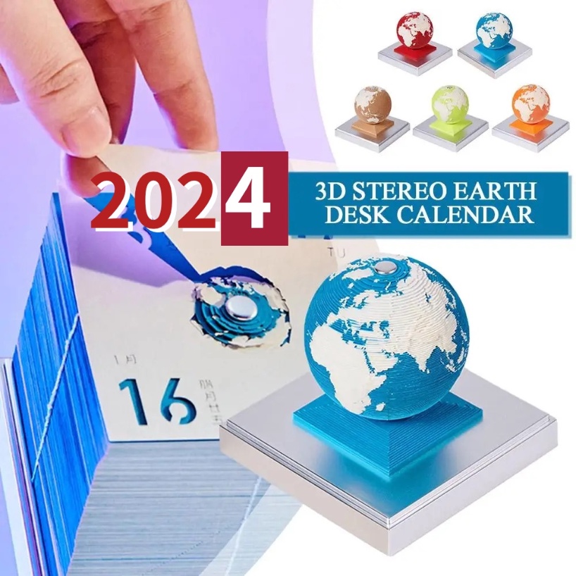 Paperwill Earth Calendar 2024 Creative Style Desktop Simple 3D Paper