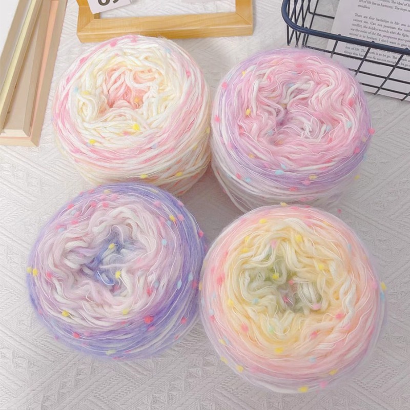 50g/roll New Mohair Bean Thread Gradient Rainbow Sugar Scarf Thread ...