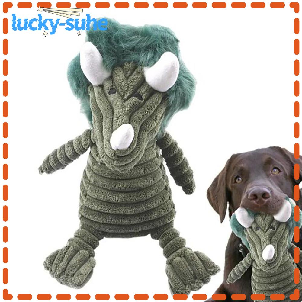 LUCKYSUHE Teeth Grinding Toys, Plush Soft Green Dragon Dog Toy
