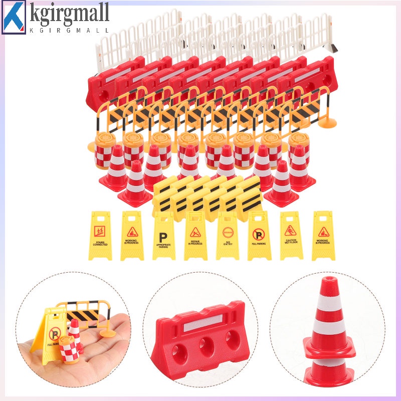 62 Pcs Transportation Toy Model Safety Cones Traffic Light Railroad ...