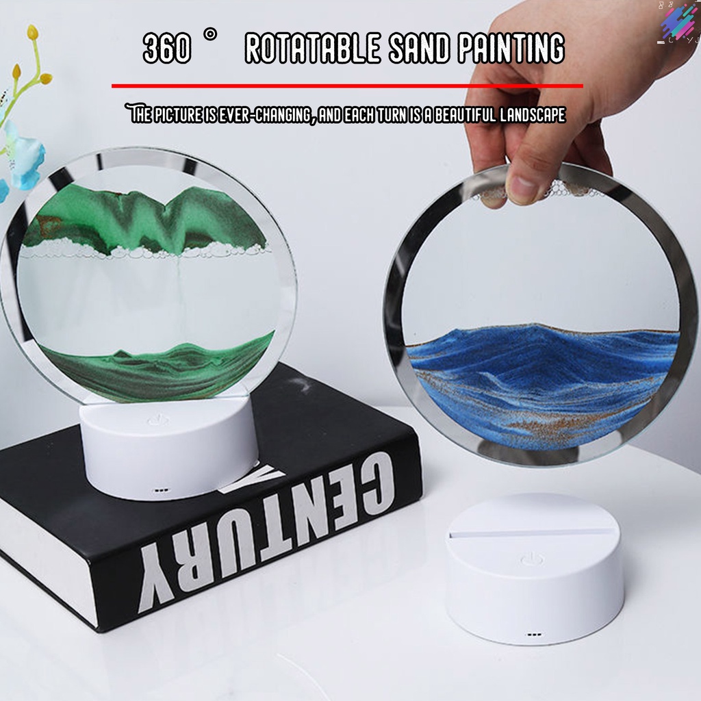 3D Mobile Sand Painting Lamp Dynamic Sand Art Liquid Round Glass Lamp