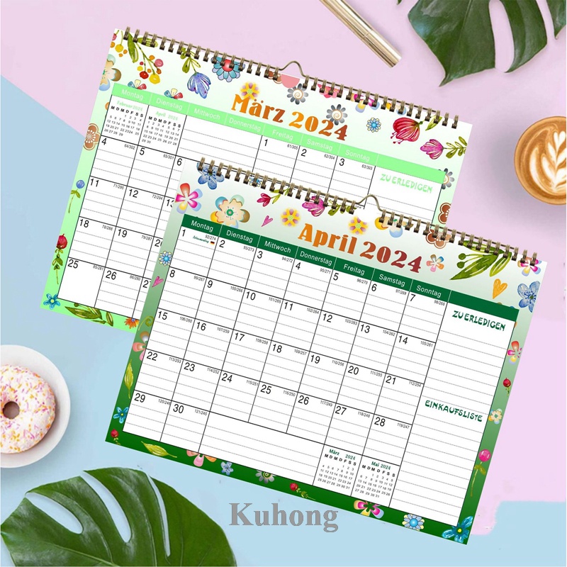 KUHONG Compact Family Planner 2024/2025 With 7 Columns,Wall Calendar