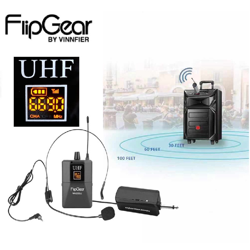 Vinnfier VF WM2200DUOUC Professional Universal UHF Wireless Handsfree ...
