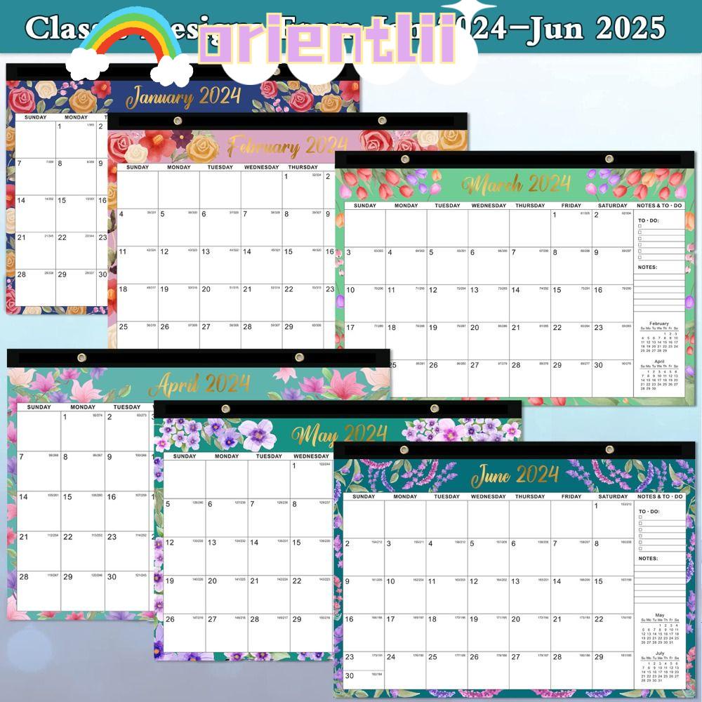 ORIENTLIIY Wall Calendar, Schedule Paper 18 Months English Wall