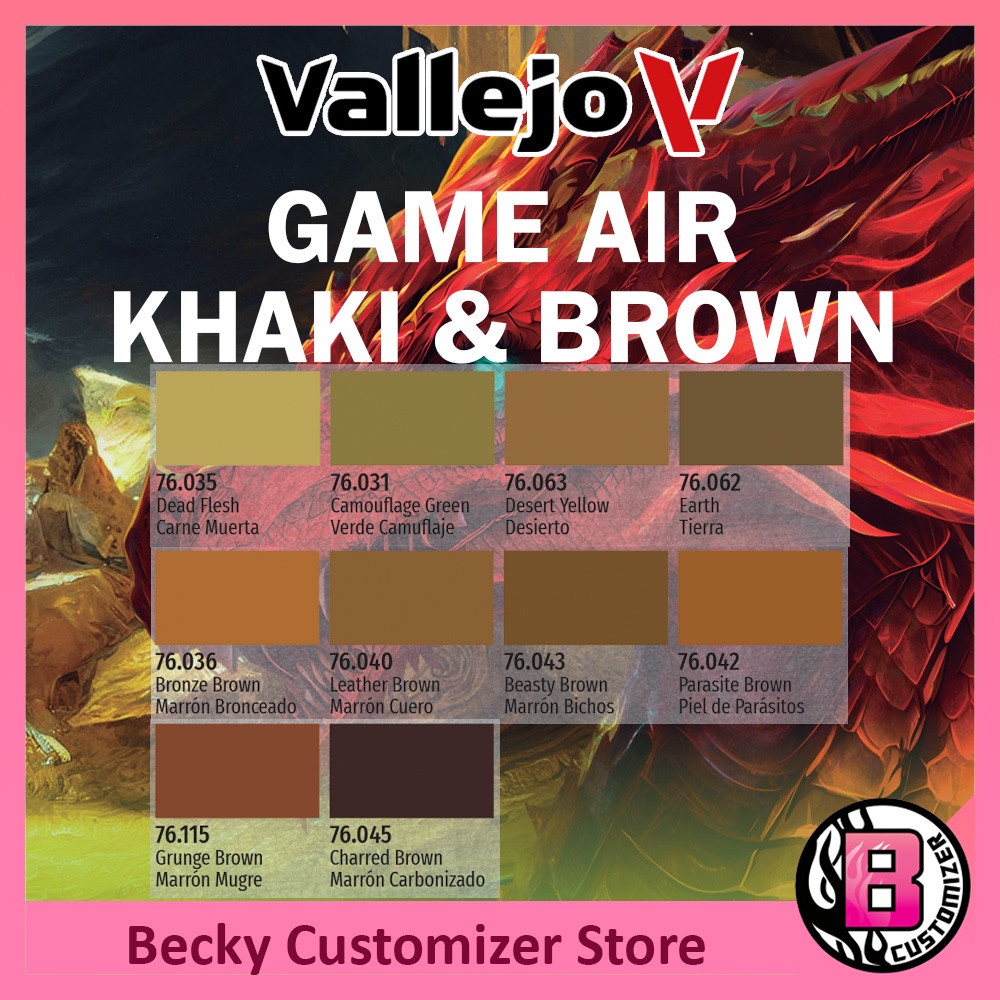 Vallejo Game Air Charred Brown Model Paint - 18ml Airbrush Paint For Miniatures And Scale Models