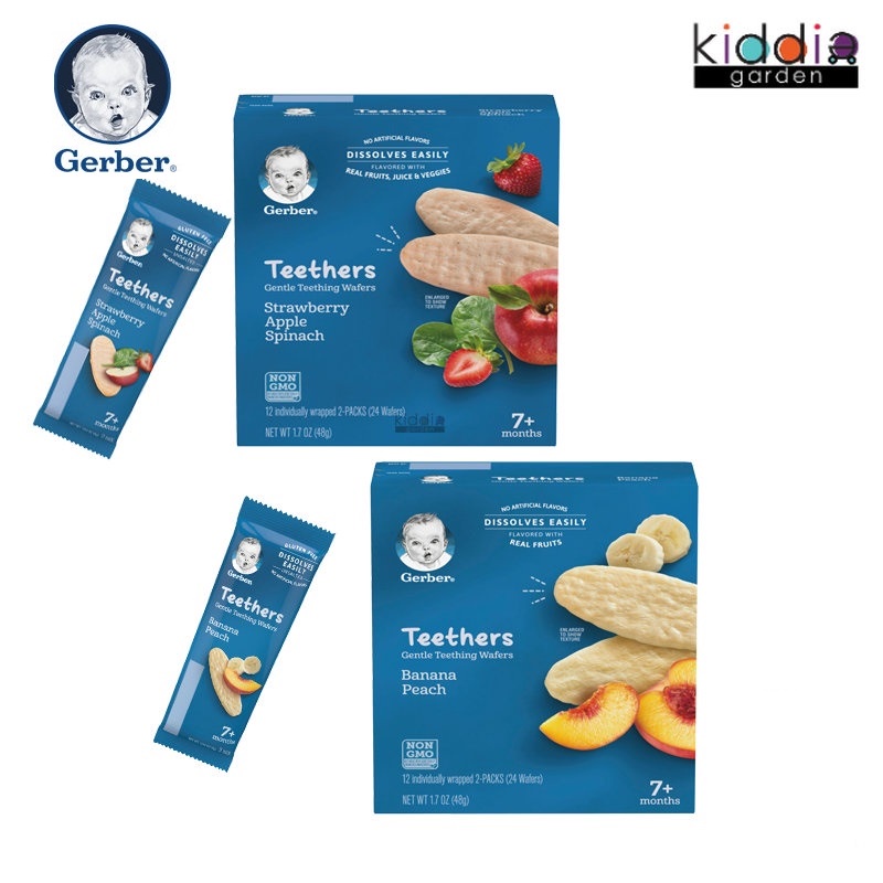 Gerber Gentle Teething Wafer for Baby (7M+) 48g (12 Packs x 2 Wafers