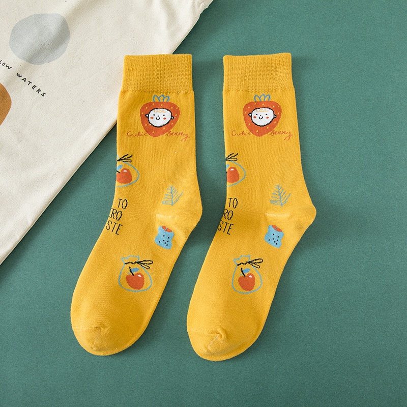 【Bfuming】Korean Cartoon Funny Colorful Midcalf Socks Trendy College