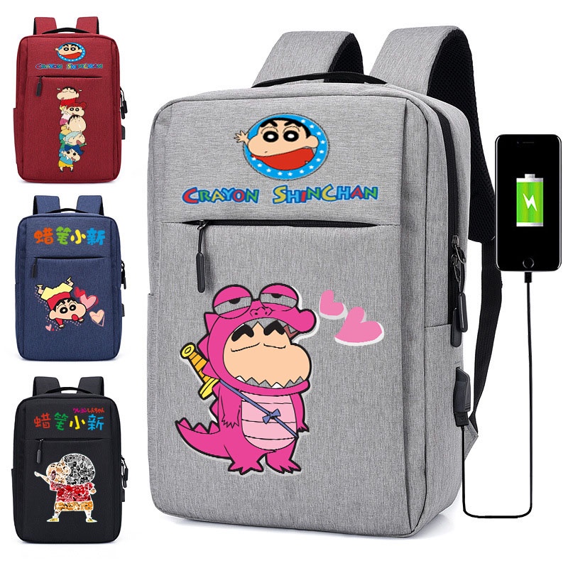 Anime Crayon Shin-chan Backpack Laptop Bagpack Student School Bag(USB ...