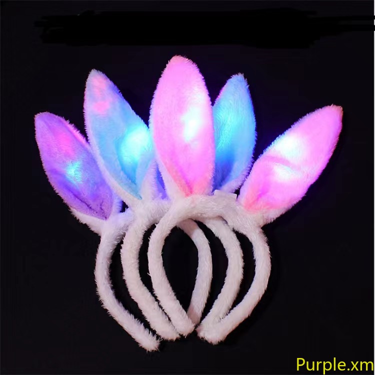 【Hot】LED Headwear LED Glowing Headband Lovely Rabbit Ears Women Plush ...