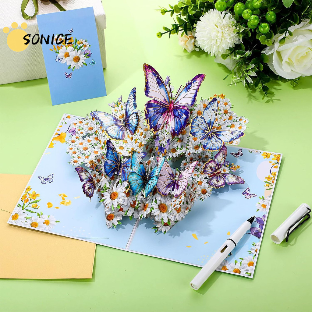 3 Pcs Pop Up Card Butterfly Flower 3D Greeting Card With Envelope For ...