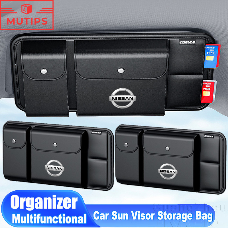 Nissan Car Sun Visor Storage Box Sunglasses Clip Wallet Holder PU ...