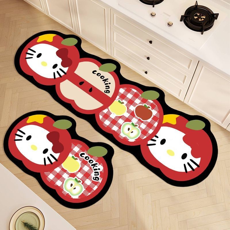 Cartoon Cartoon Cat Diatom Mud Kitchen Floor Mat Absorb Water Anti-slip ...
