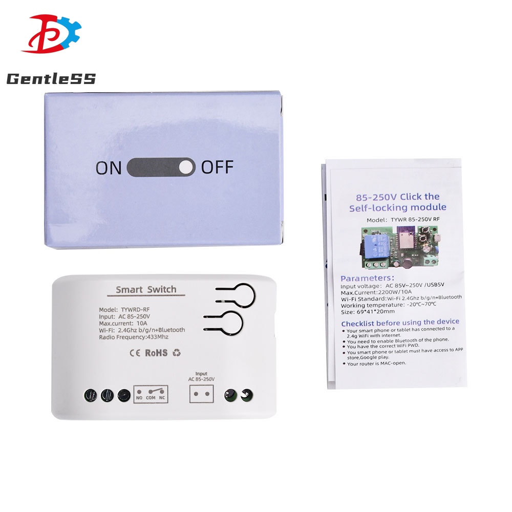 Tuya RF Jog Self-Locking Module Micro USB 5V DC7-32V/AC85-250V 2200W ...